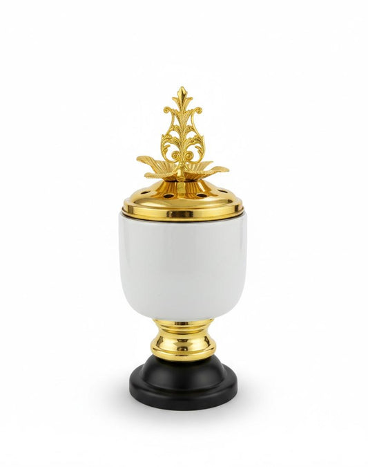 Imperial White & Gold Filigree Incense Burner