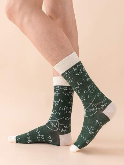 Crazy Math long Socks Green