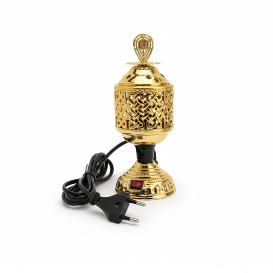 Golden Oasis: Electric Filigree Incense Burner