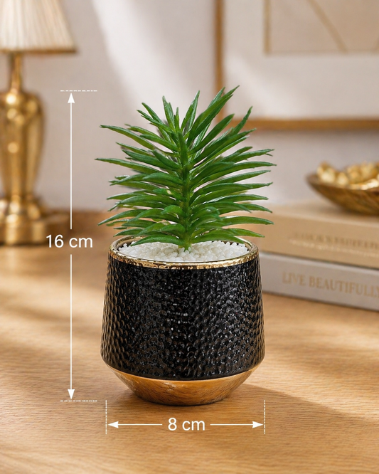 Gold Hammered Succulent Pot with Artificial Plant