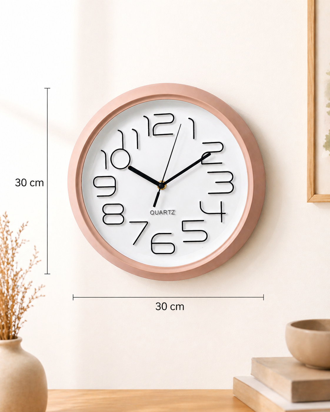 Pink 3D Number Quartz Wall Clock
