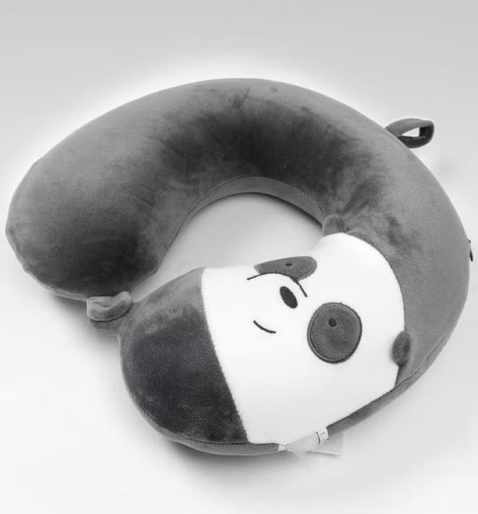 Travel Neck Panda Pillow with, We Bare Bears Memory Foam Neck Cartoon Pillow Gift for Travelling, Sleeping, Airplane, Car, Home & Office Gray