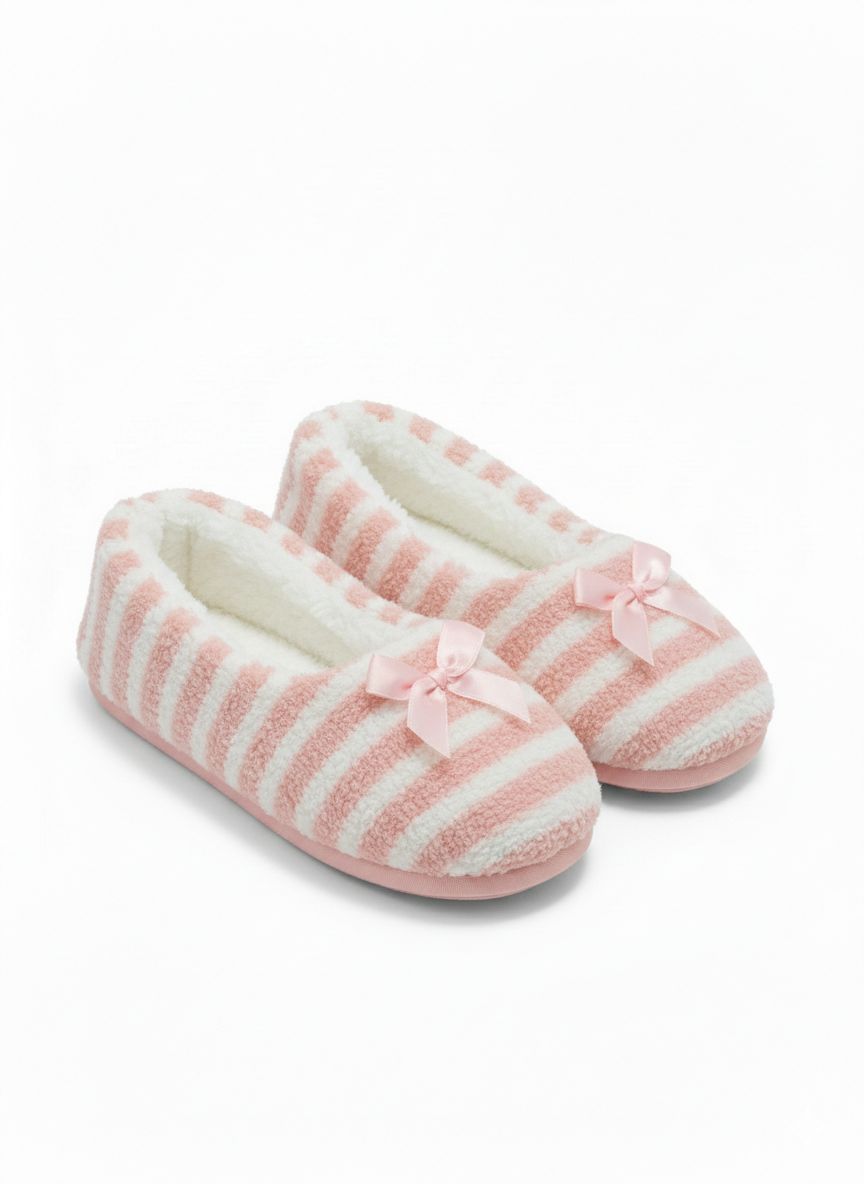 Blush Stripe Plush Slipper Flats