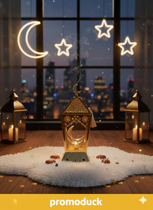 The Crescent Glow: Intricate Gold Filigree Lantern