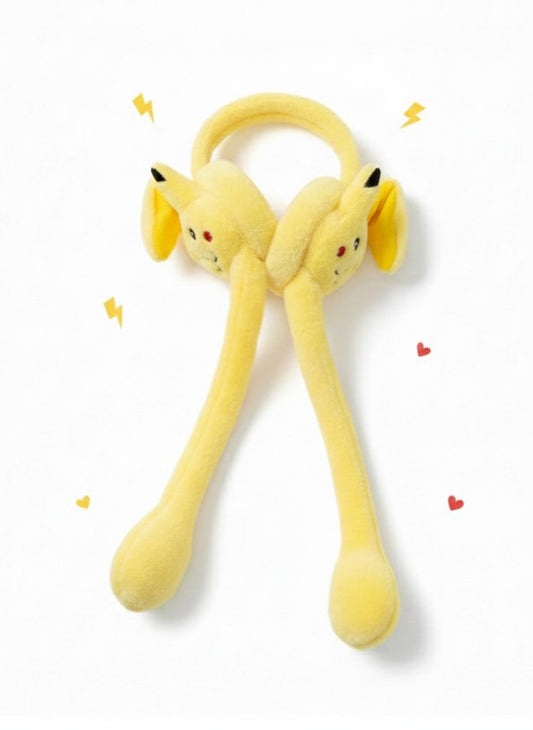 Yellow plush toy with long ears on a white background