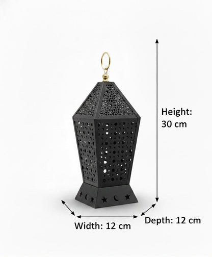 Midnight Glow: Intricate Geometric Metal Lantern