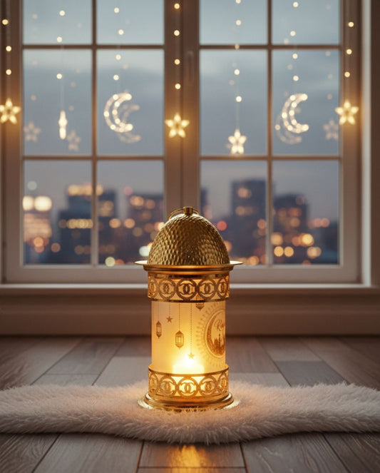 Golden Glow: Frosted Filigree Designer Lantern