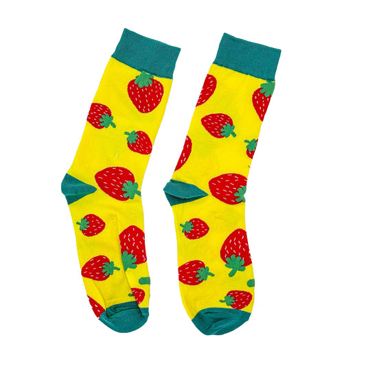 Crazy Strawberry long Socks Yellow