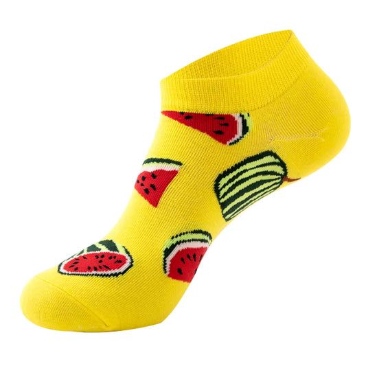 Crazy Watermelon Yellow Short Socks Multicolor