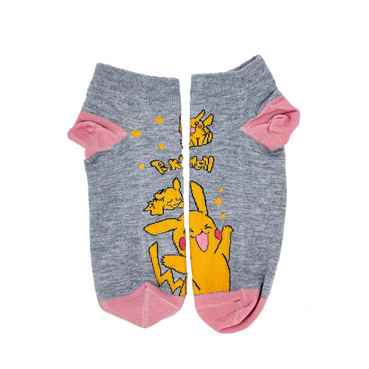 Crazy Pokemon Kids Short Socks Grey