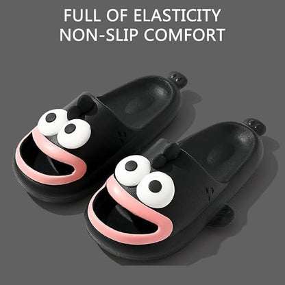 Fish Slippers, Fish Slides, Cute Cartoon Animal Shape Slippers, Non-Slip Open Toe Thick Sole Funny Beach Pool Shower Shoes Bathroom Sandals for Adults Kids Black