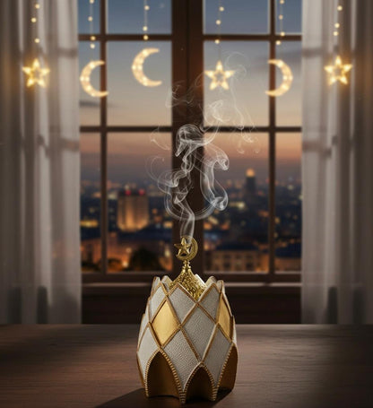 Imperial White & Gold Filigree Incense Burner