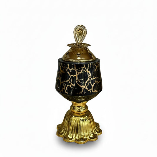 Midnight Gilded Chalice: Obsidian & Gold Mabkhara