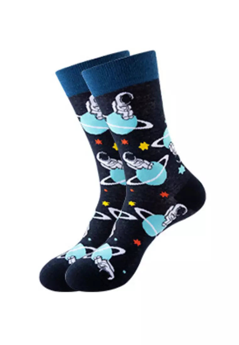 Crazy Outer space long Socks Black