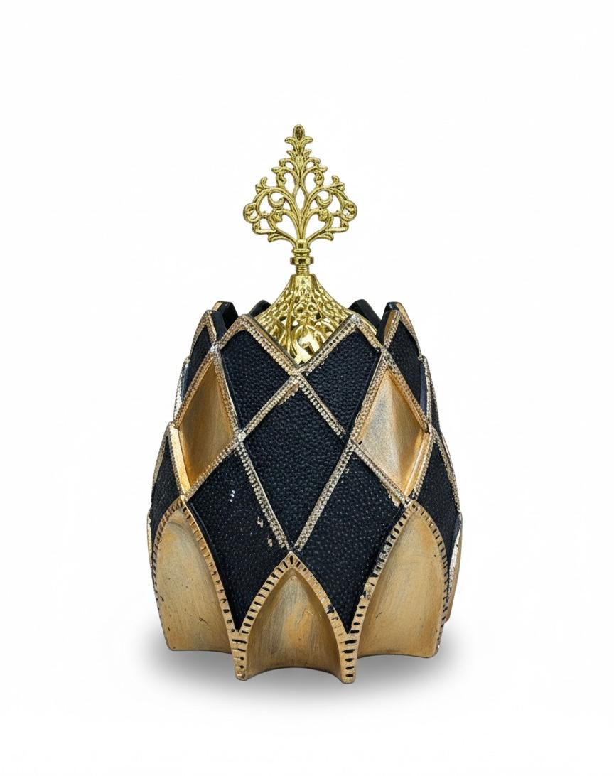 Imperial Black &Gold Filigree Incense Burner