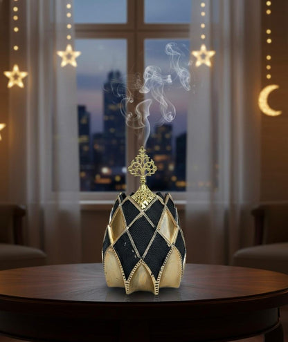 Imperial Black &Gold Filigree Incense Burner