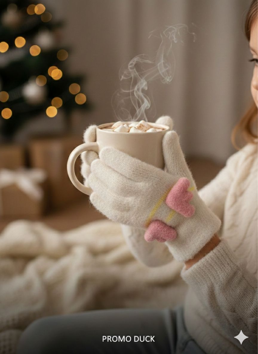 Little Hearts Cozy Knitted Gloves