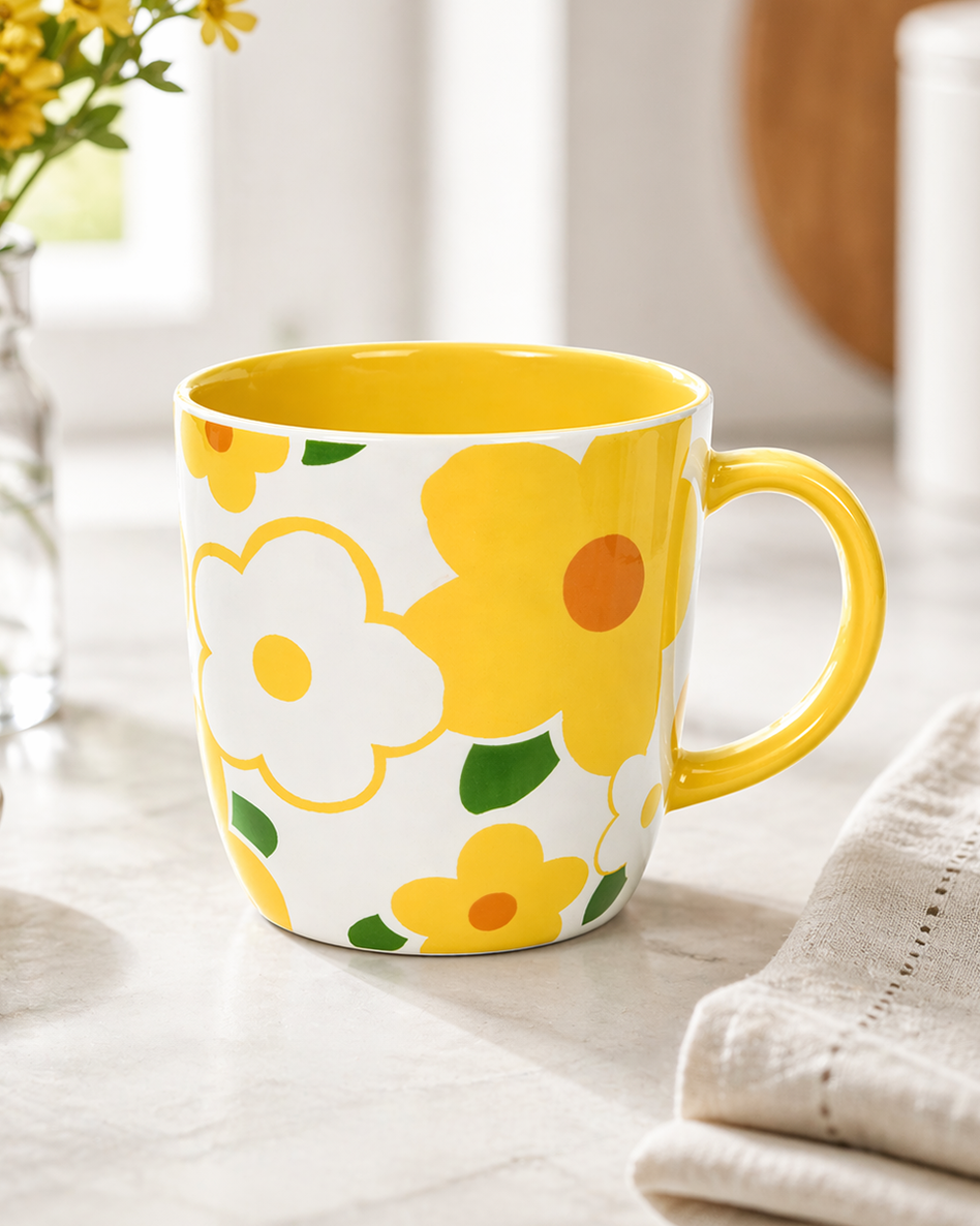 Retro Daisy Mug – Yellow