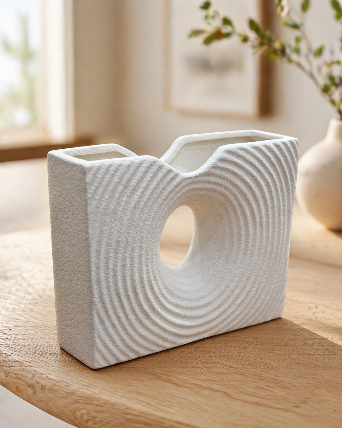 Wave Arch Flat Ceramic Vase