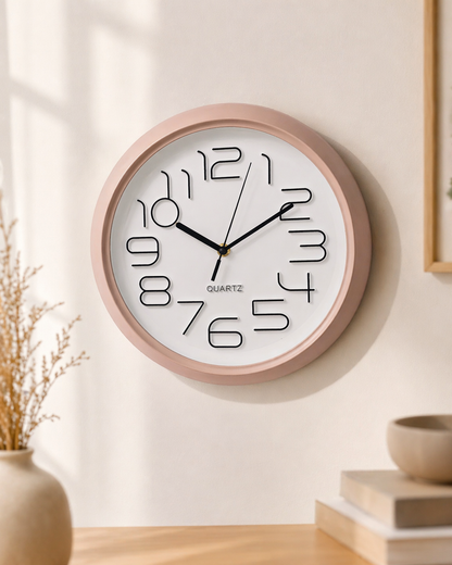 Pink 3D Number Quartz Wall Clock