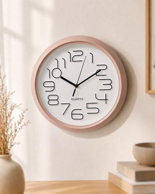Pink 3D Number Quartz Wall Clock