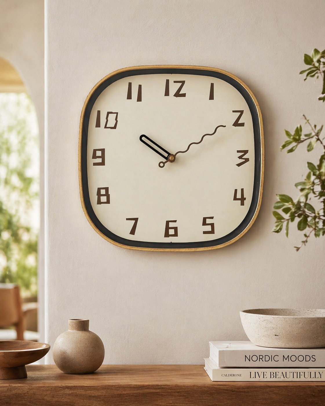 Nordic Wood Square Wall Clock