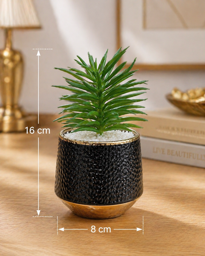 Gold Hammered Succulent Pot with Artificial Plant