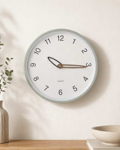 Sage Green Minimalist Quartz Wall Clock