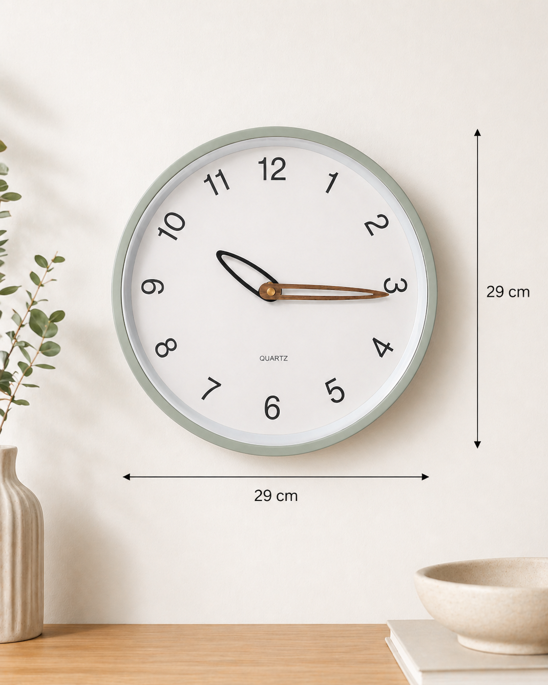 Sage Green Minimalist Quartz Wall Clock