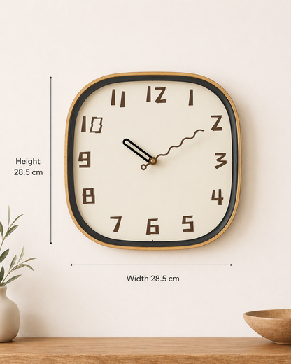 Nordic Wood Square Wall Clock