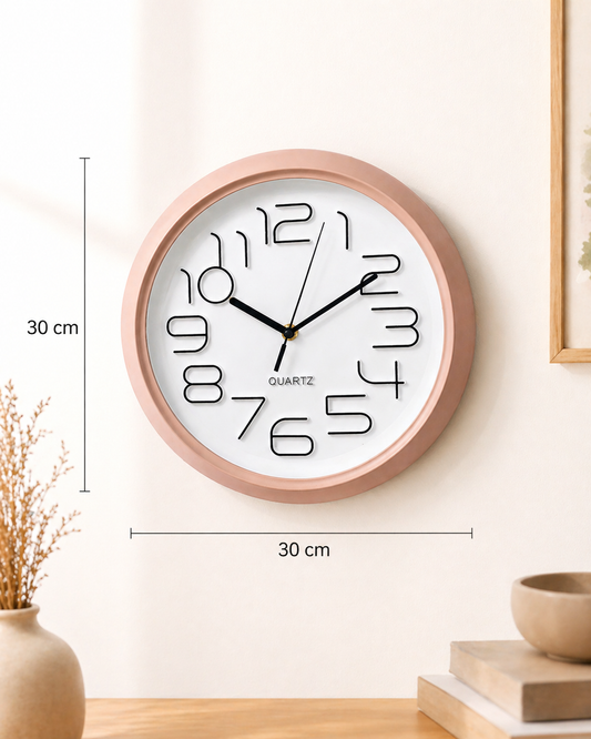 Pink 3D Number Quartz Wall Clock