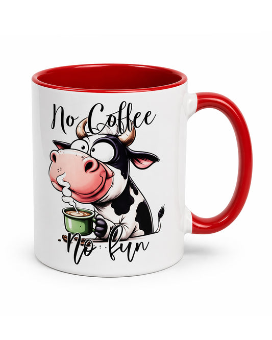 "No Coffee, No Fun" Cow Ceramic Mug