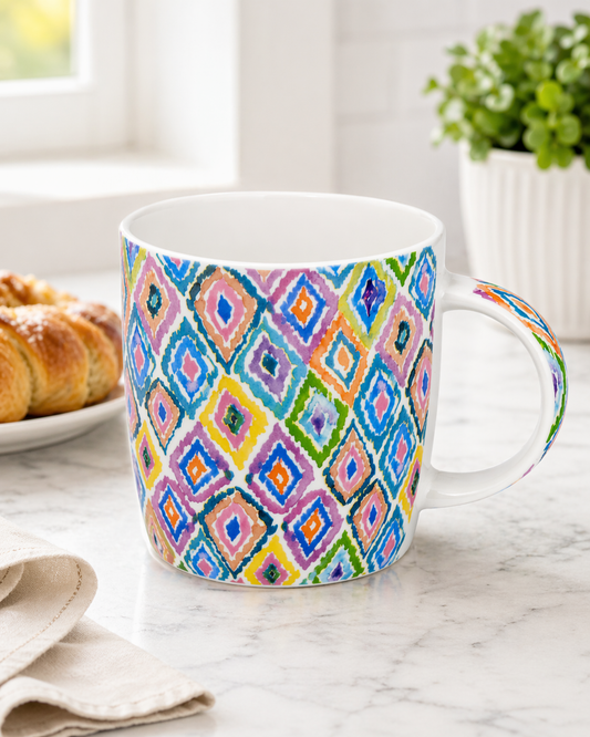 Watercolor Ikat Diamond Mug