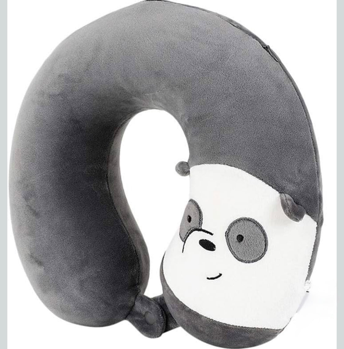 Travel Neck Panda Pillow with, We Bare Bears Memory Foam Neck Cartoon Pillow Gift for Travelling, Sleeping, Airplane, Car, Home & Office Gray
