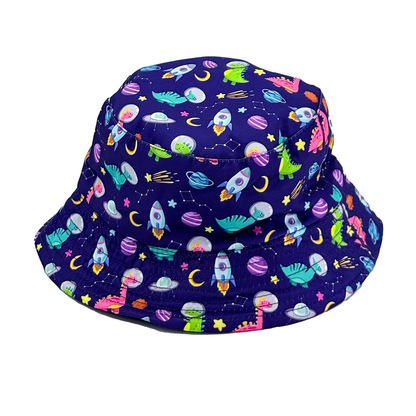 White Space Ships Blue Bucket Hat