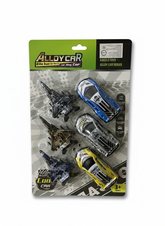 Elite Alloy Super Car & Fighter Jet 6-Piece Play Set