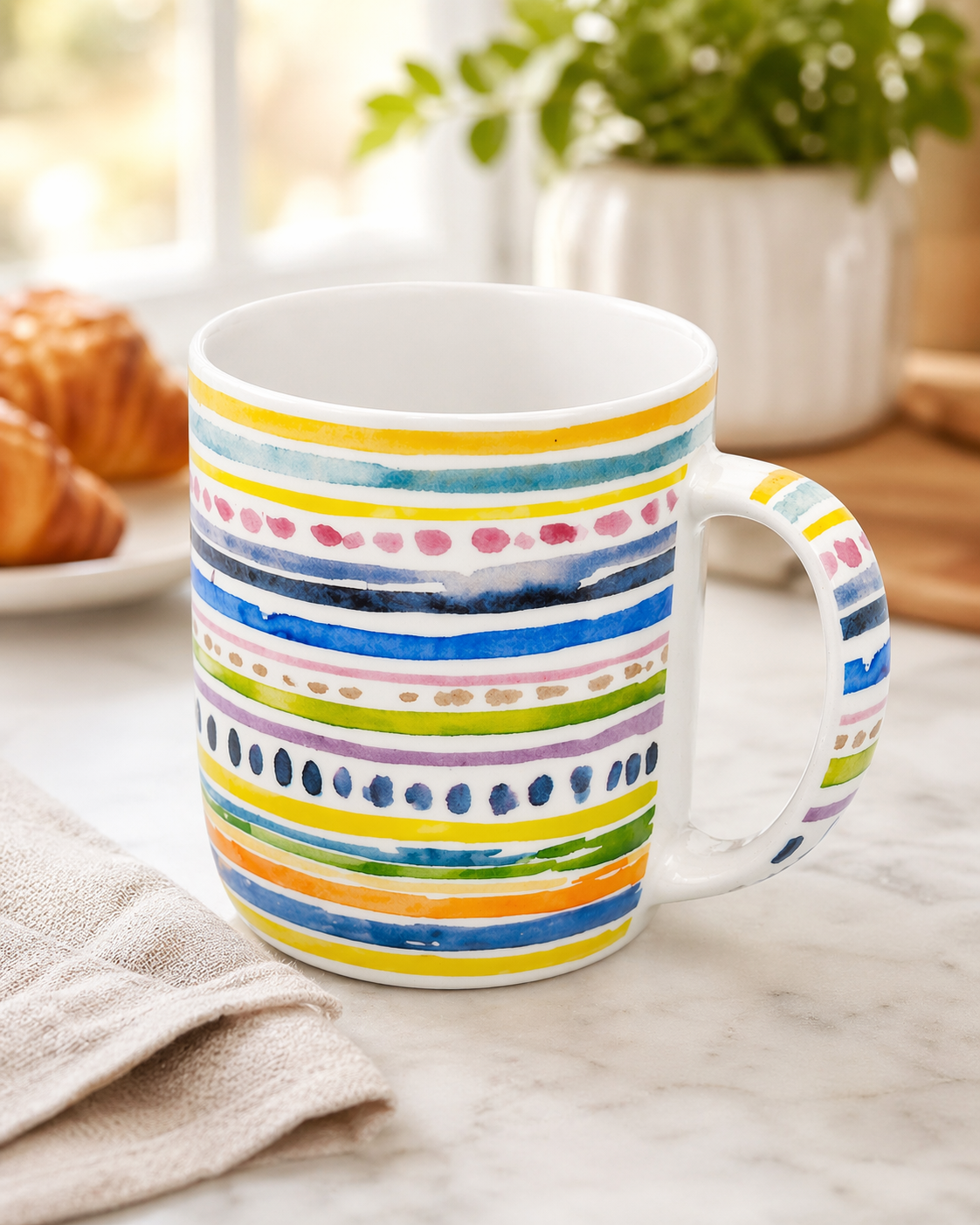 Watercolor Rainbow Stripes Mug