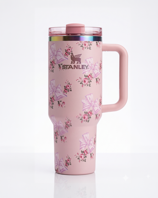 Pink Floral Bow - Stanley Thermal Mug