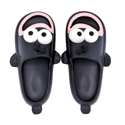 Fish Slippers, Fish Slides, Cute Cartoon Animal Shape Slippers, Non-Slip Open Toe Thick Sole Funny Beach Pool Shower Shoes Bathroom Sandals for Adults Kids Black