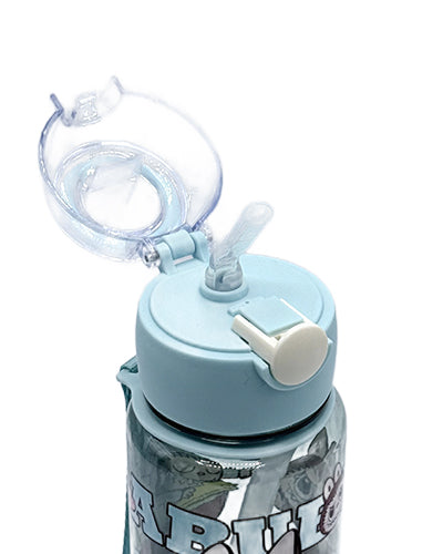 Labubu Brown Hair School flask bottle Transparent Blue