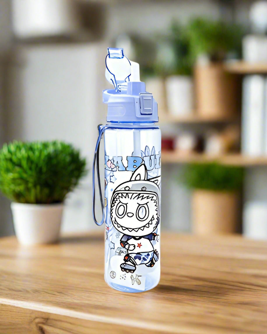 Labubu School flask bottle Transparent Blue