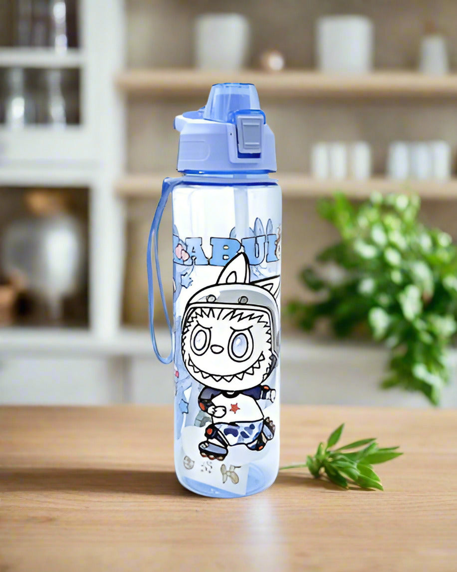 Labubu School flask bottle Transparent Blue