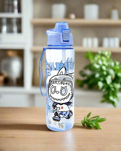 Labubu School flask bottle Transparent Blue