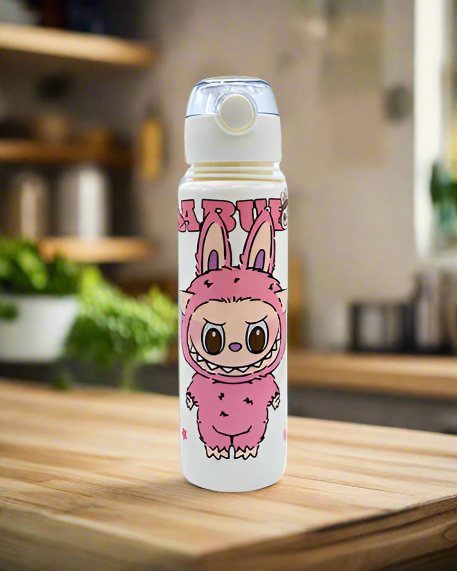 Pink Labubu School flask bottle White