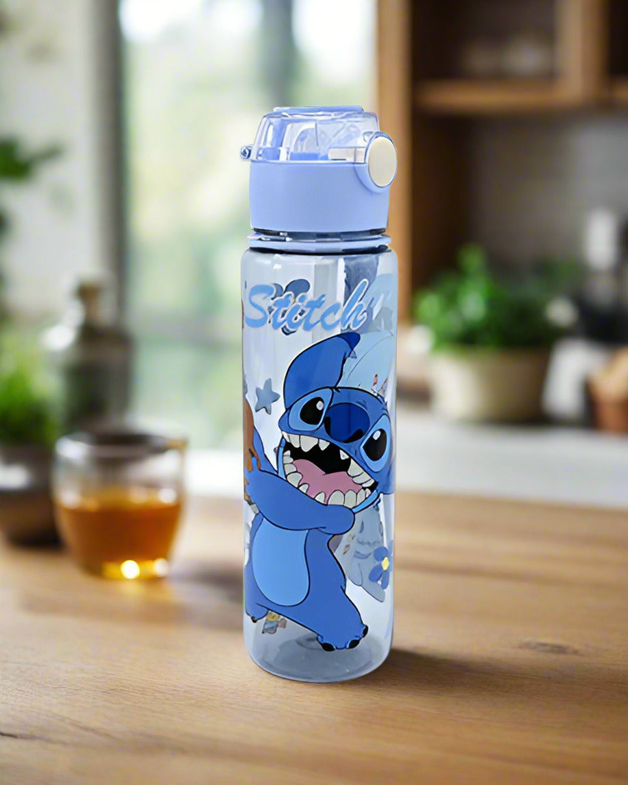 Stitch playing School flask bottle Transparent Blue