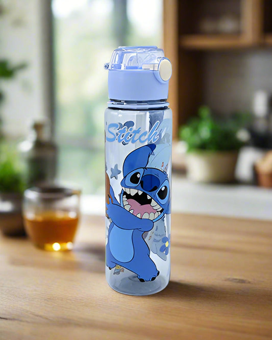 Stitch playing School flask bottle Transparent Blue