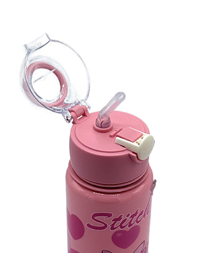 Stitch School flask bottle Transparent Pink