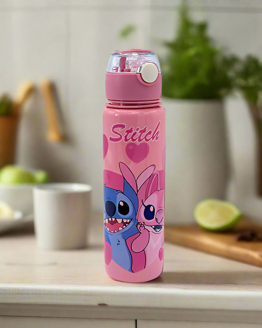 Stitch School flask bottle Transparent Pink
