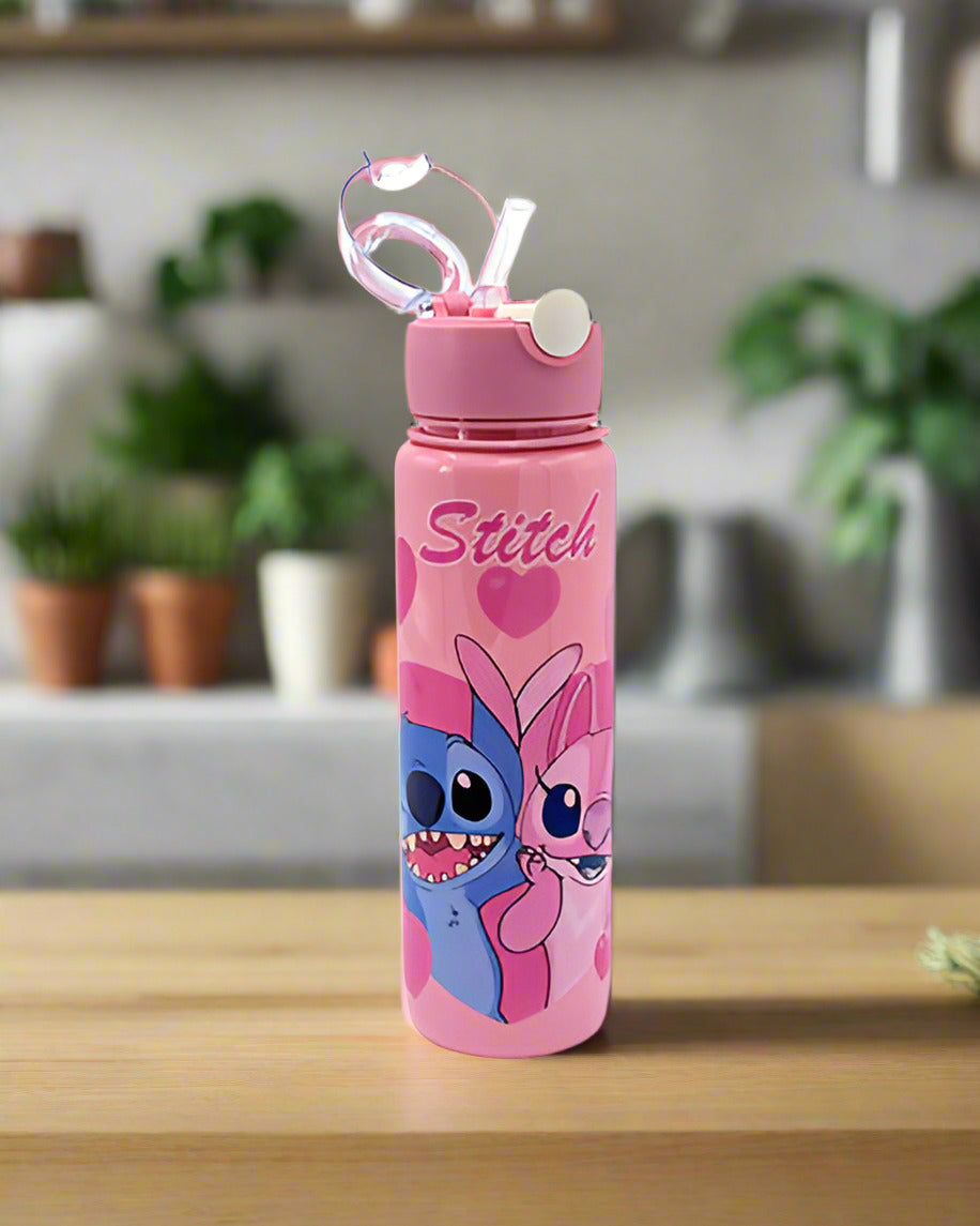 Stitch School flask bottle Transparent Pink
