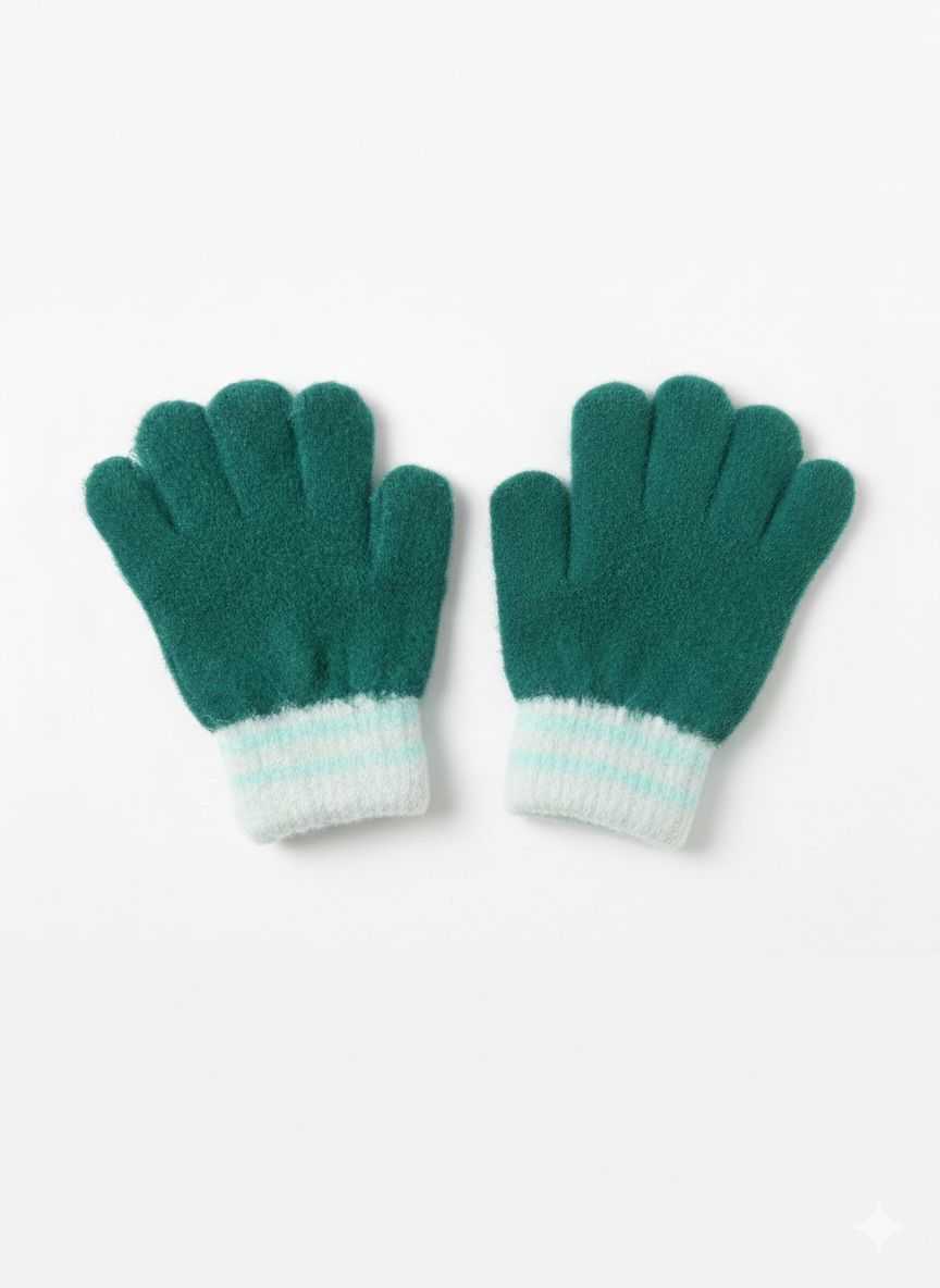 Evergreen Stripe Kids' Winter Gloves